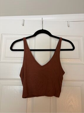 PacSun Brown Ribbed V-Neck Crop Tank